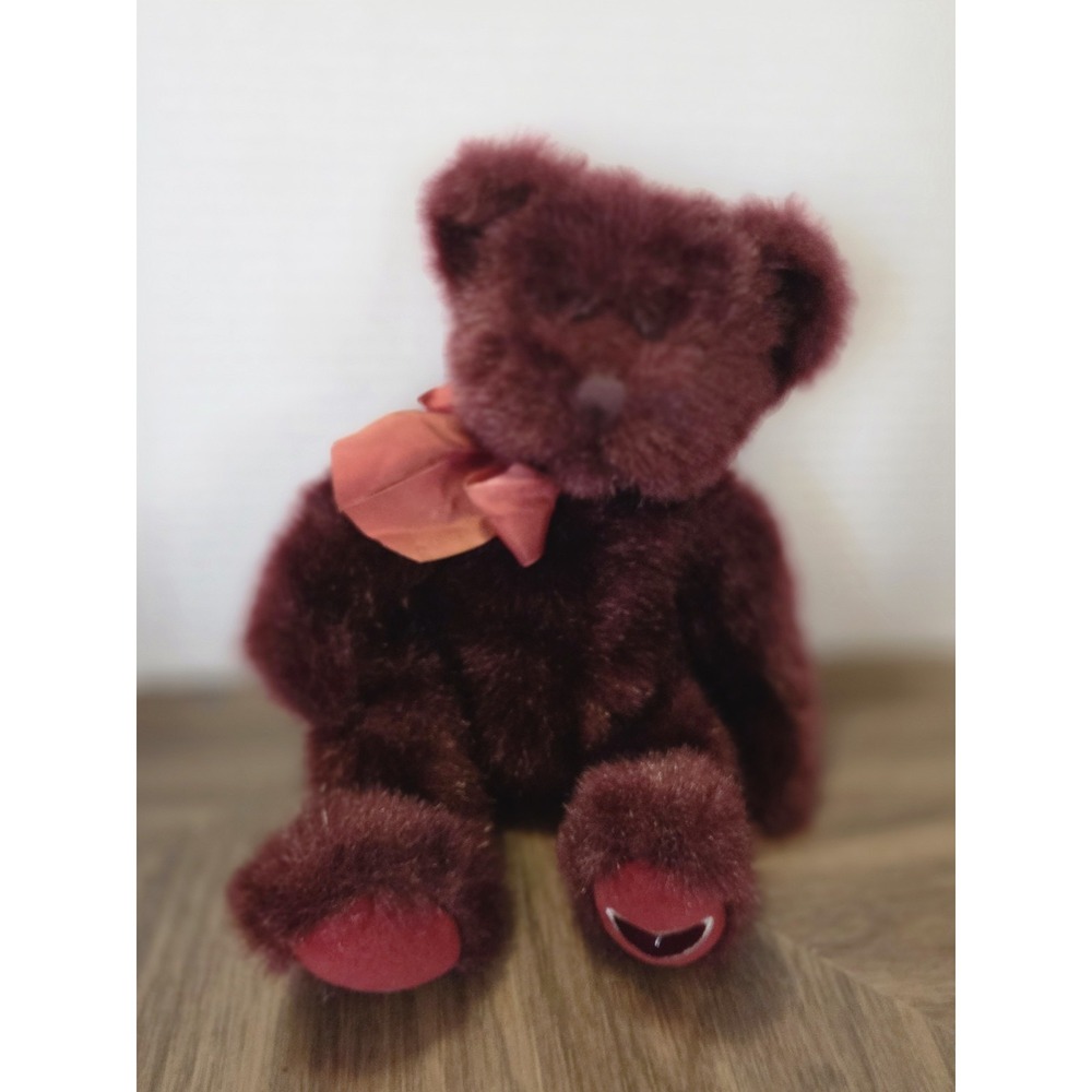 vintage Russ Berrie burgundy or wine-red plush teddy bear, Minx